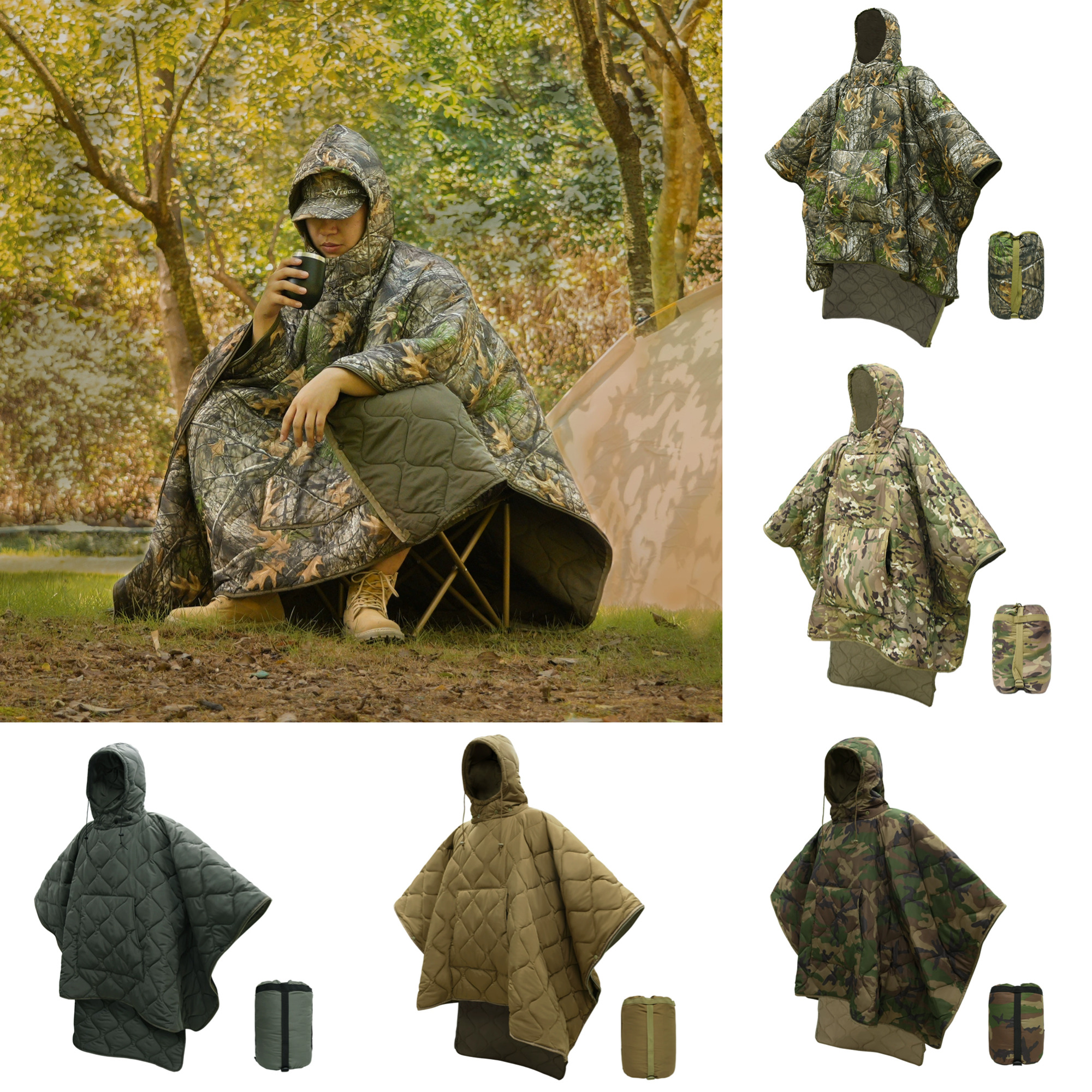 Outdoor Hunting Blanket - Camo Blanket Waterproof Insulation Poncho Winter