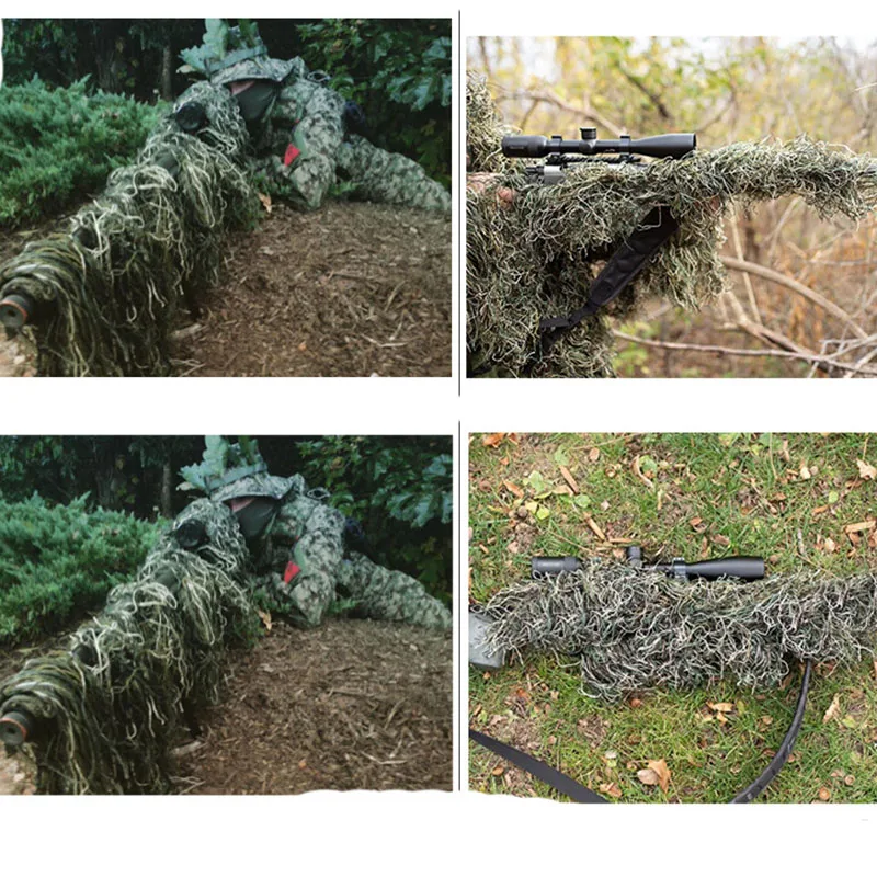 Hunting Blind Fabric - Ghillie Rifle Cover Wrap Synthetic w/Elastic