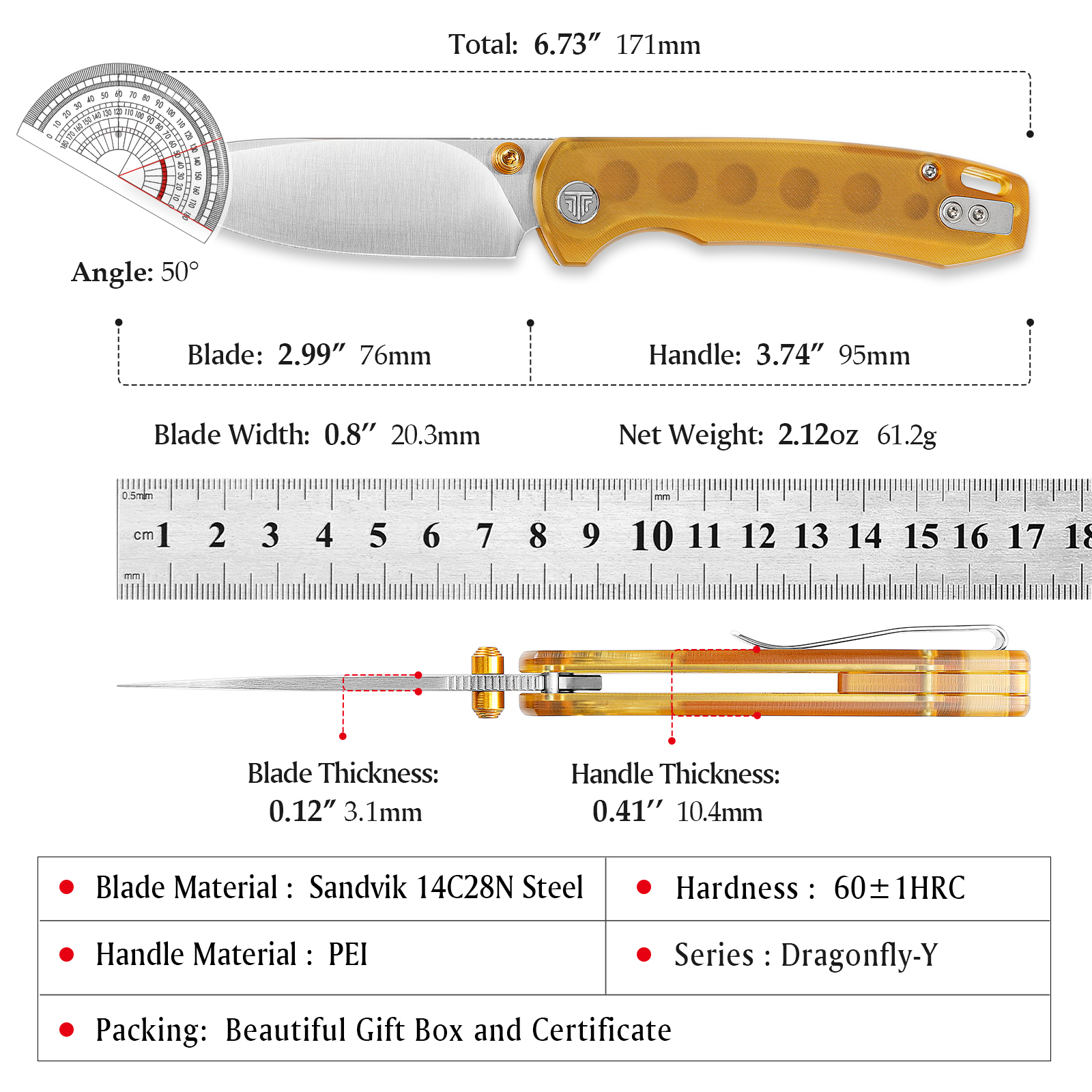 TRIVISA Dragonfly Pocket Knife - Outdoor Hunting Gifts recension och pris