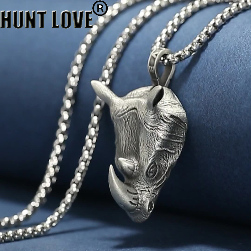 1Pcs Pure Tin Rhino Head Penda - Wildman Hunting & Outdoor Robertson recension och pris