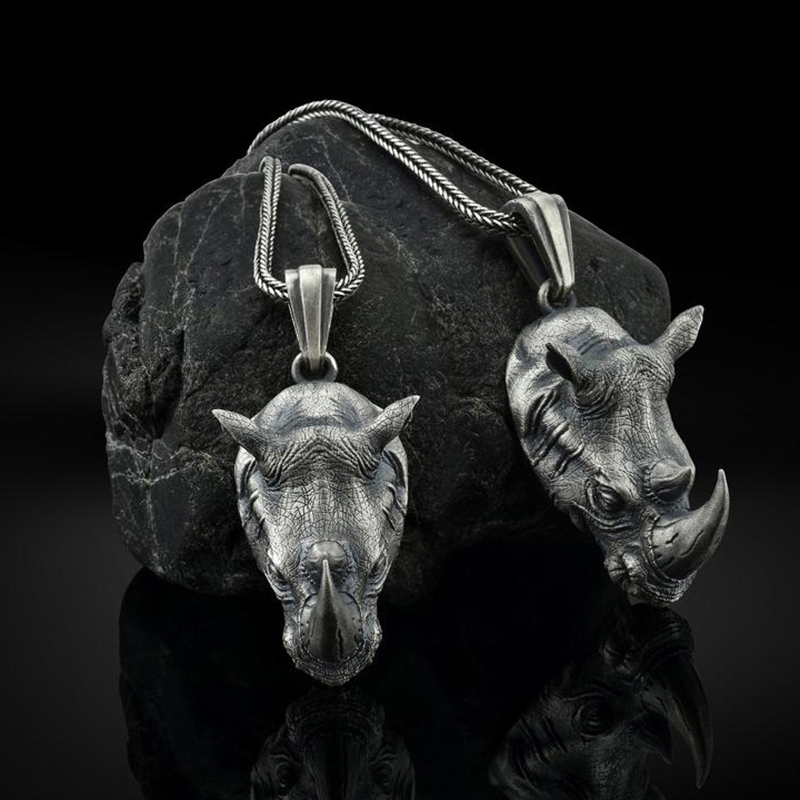 1Pcs Pure Tin Rhino Head Penda - Wildman Hunting & Outdoor Robertson recension och pris