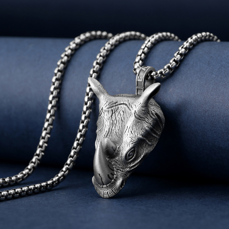1Pcs Pure Tin Rhino Head Penda - Wildman Hunting & Outdoor Robertson recension och pris